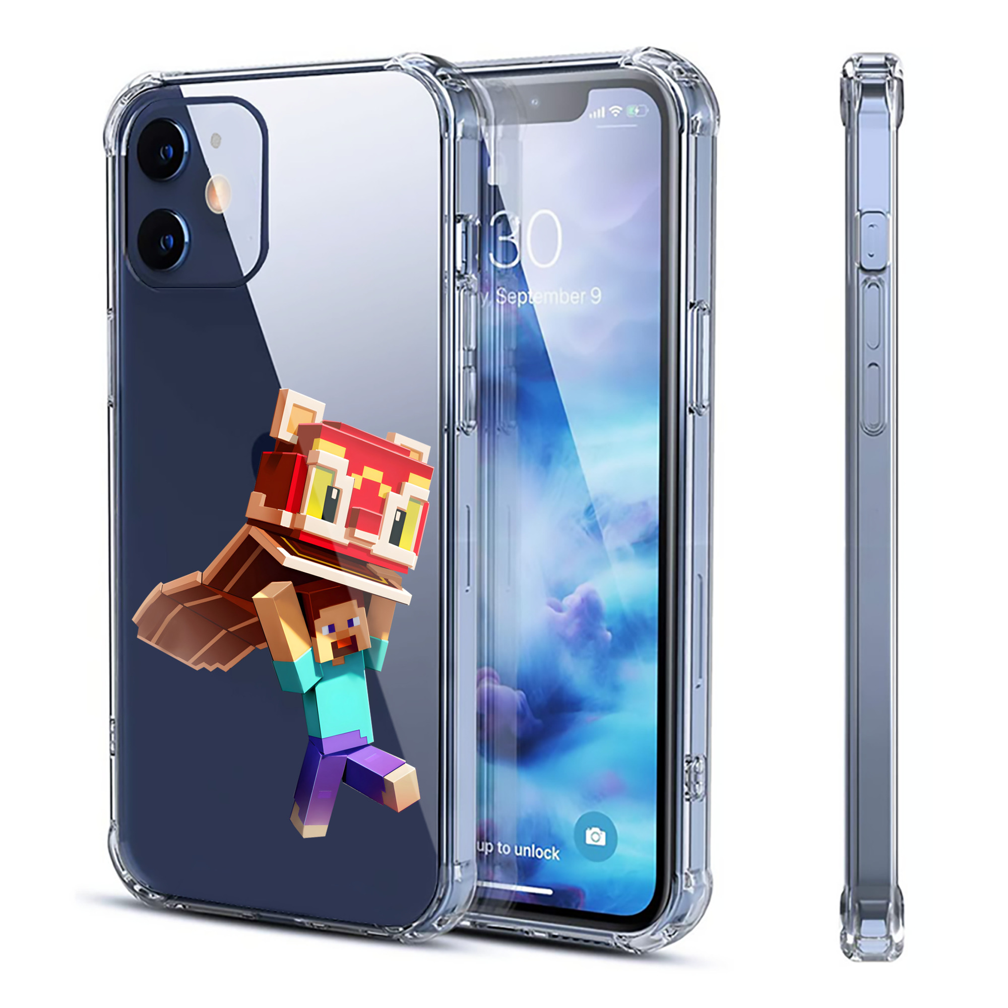 （画像用） マインクラフト ブロックの世界 Minecraft MC Block world 【iPhone 12シリーズ対応】透明スマホケース（クリアソフトケース）